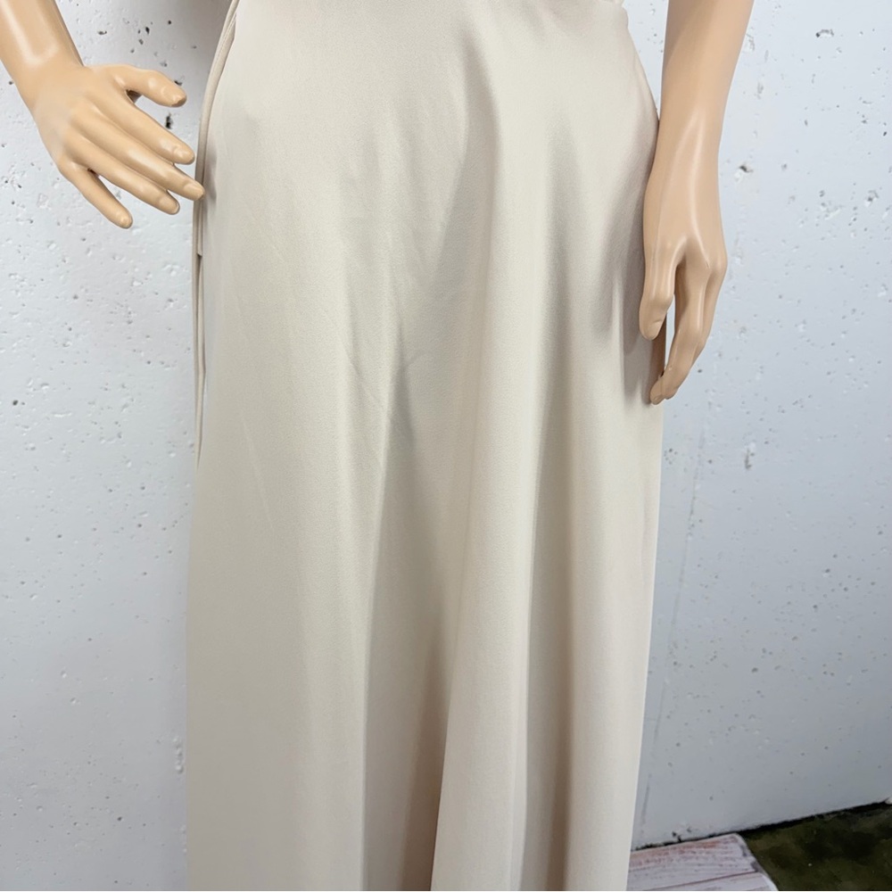 BHLDN Sachin & Babi Size 4 Tansy Satin Oyster Ruffle Lined Maxi Wrap Dress - Picture 4 of 16
